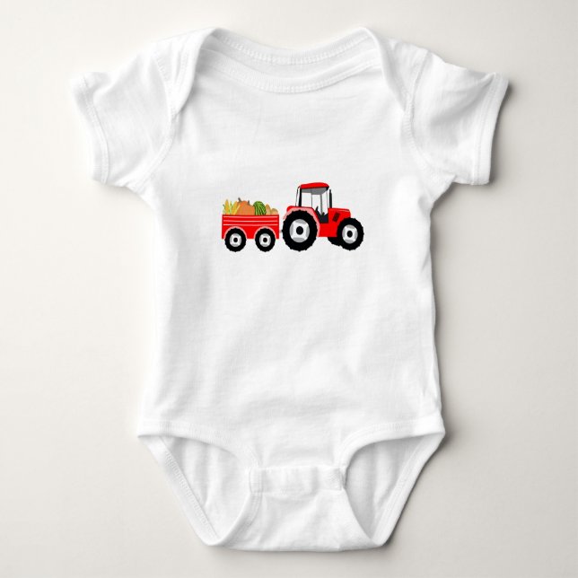 Red Truck Farm Produce Baby Bodysuit (Front)