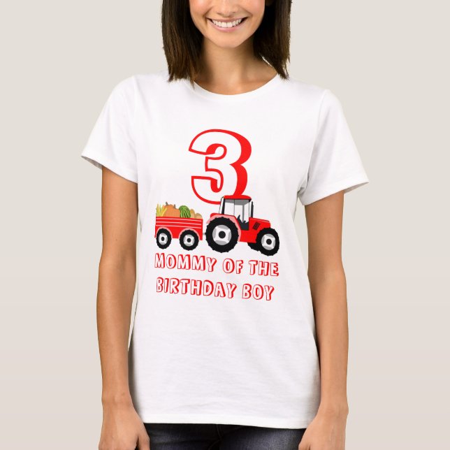 Red Truck Farm Produce Mommy Birthday Boy T-Shirt (Front)