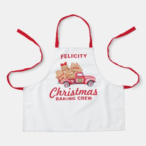 Red Truck Gingerbread Cookie Christmas Baking Crew Apron