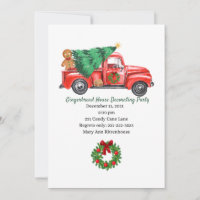 Red Truck Gingerbread House Decorating Invitation