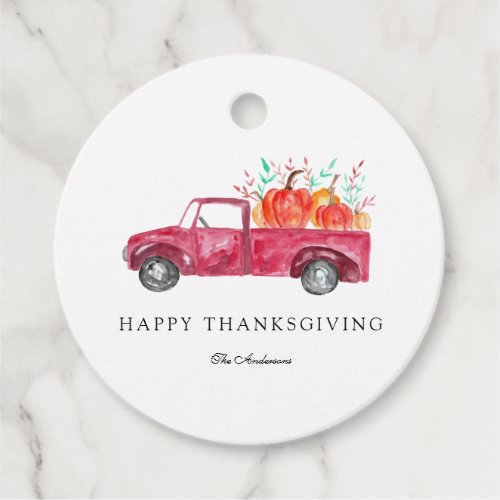 Red Truck Happy Thanksgiving Fall Pumpkin Harvest Favor Tags