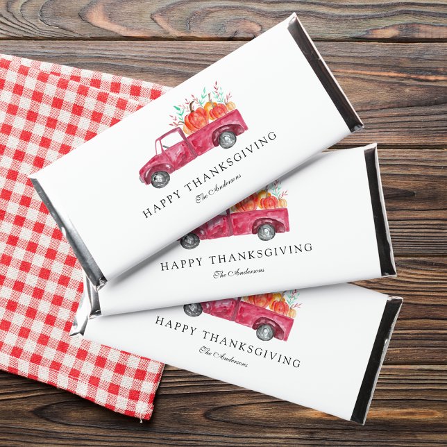 Red Truck Happy Thanksgiving Fall Pumpkin Harvest  Hershey Bar Favors (Creator Uploaded)