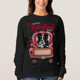 Red Truck Happy Valentines Day Border Collie dog h Sweatshirt