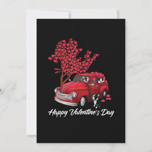 Red Truck Happy Valentines Day Boston Terrier Dog Announcement