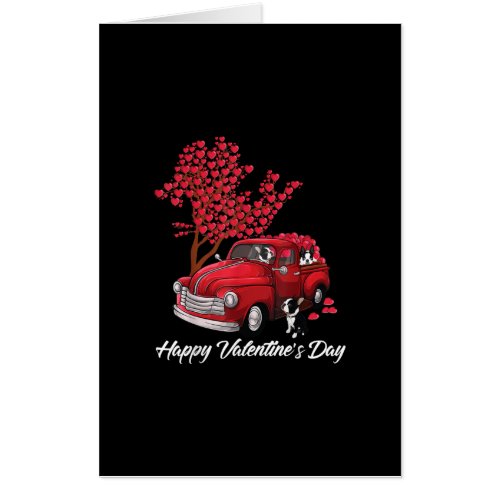 Red Truck Happy Valentines Day Boston Terrier Dog Card