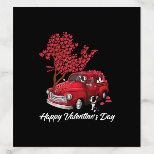 Red Truck Happy Valentines Day Boston Terrier Dog Envelope Liner