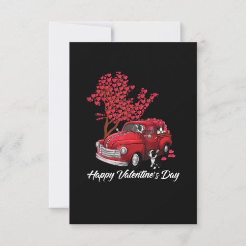 Red Truck Happy Valentines Day Boston Terrier Dog RSVP Card