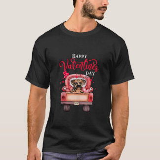 Red Truck Happy Valentines Day Boxer Dog Hearts Ta T-Shirt