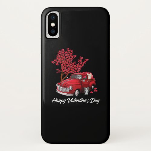 Red Truck Happy Valentines Day Chihuahua dog heart iPhone X Case