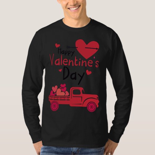 Red Truck Happy Valentines Day Couple Matching T_Shirt