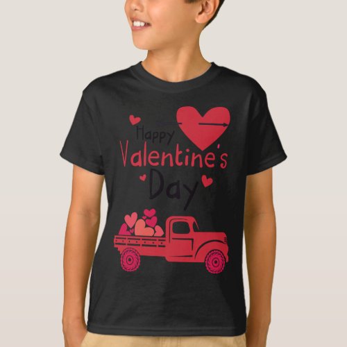 Red Truck Happy Valentines Day Couple Matching T_Shirt