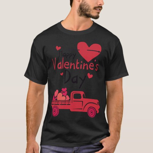 Red Truck Happy Valentines Day Couple Matching T_Shirt