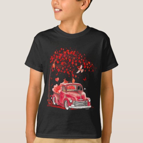 Red Truck Happy Valentines Day Cute Couple Matchin T_Shirt
