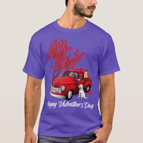 Red Truck Happy Valentines Day Labrador Retriever  T_Shirt