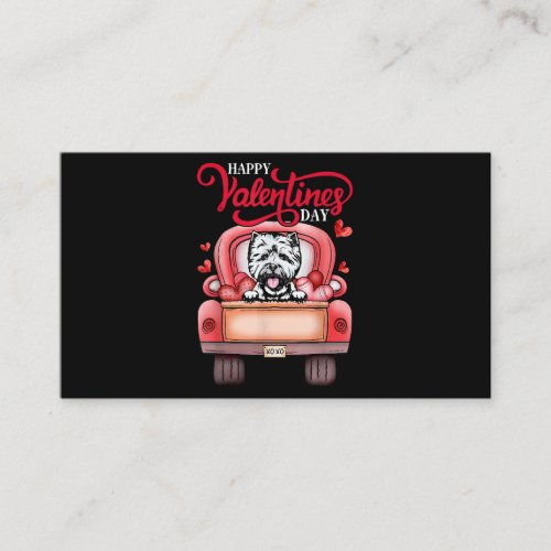 Red Truck Happy Valentines Day Westie Dog Hearts Business Card