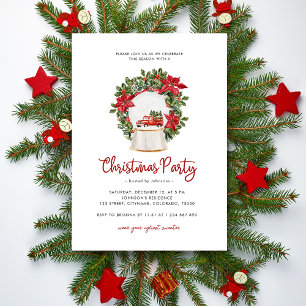 Red Truck Holly Berries Minimalist Christmas Party Invitation