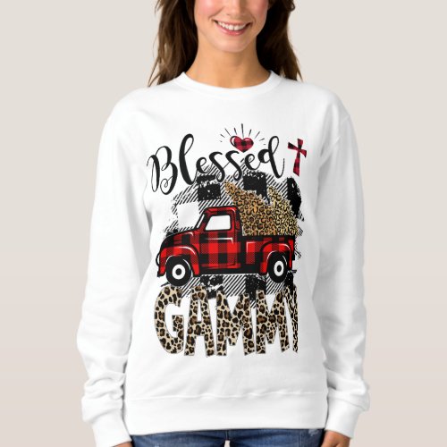 Red truck Leopard blessed Gammy best gift for gran Sweatshirt