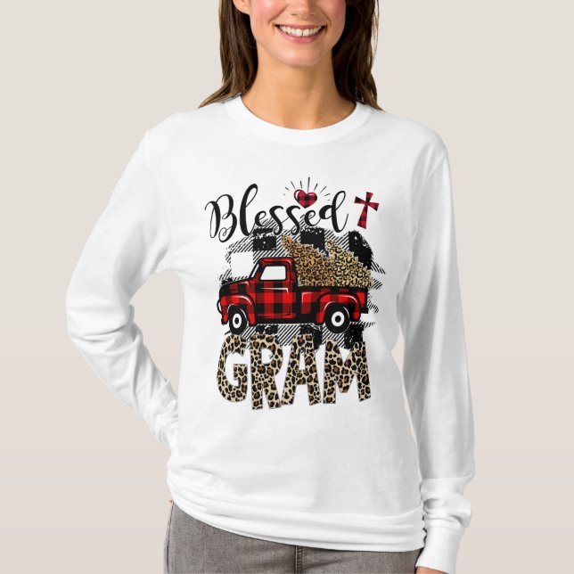 Red truck Leopard blessed Gram best gift for grand T-Shirt (Front)