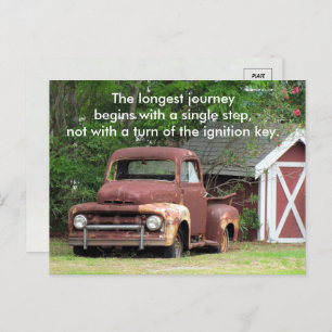 Red Truck - Longest Journey - Quote Postcard