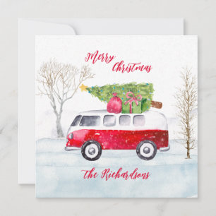 Red Truck Merry Christmas Card