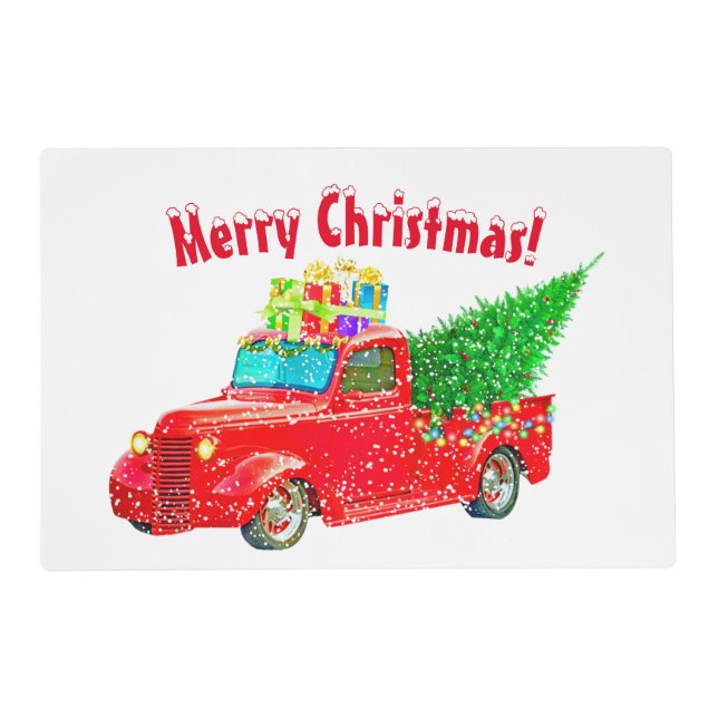 Red Truck Merry Christmas   Placemat (Front)