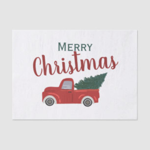Red truck merry Christmas Tissue Paper
