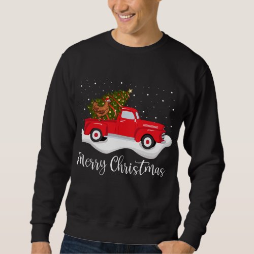 Red Truck Merry Christmas Tree Chicken Christmas Sweatshirt