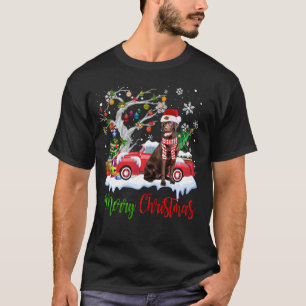 Red Truck Merry Christmas Tree Chocolate Labrador T-Shirt