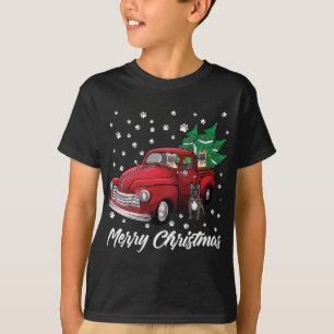 Red Truck Merry Christmas Tree French Bulldog Chri T-Shirt