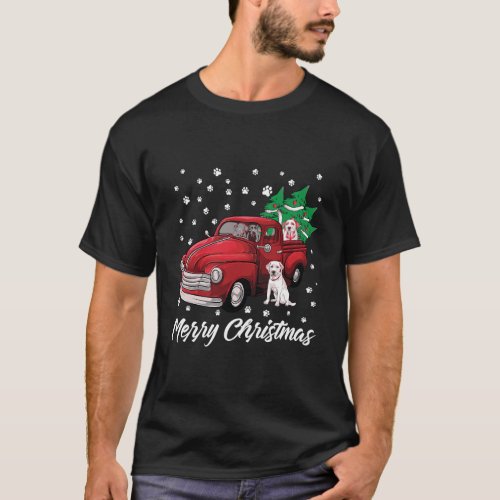 Red Truck Merry Christmas Tree Labrador Retriever  T_Shirt