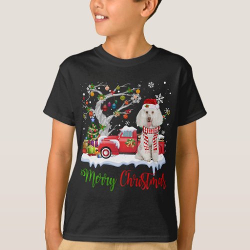 Red Truck Merry Christmas Tree Poodle Pajama T_Shirt
