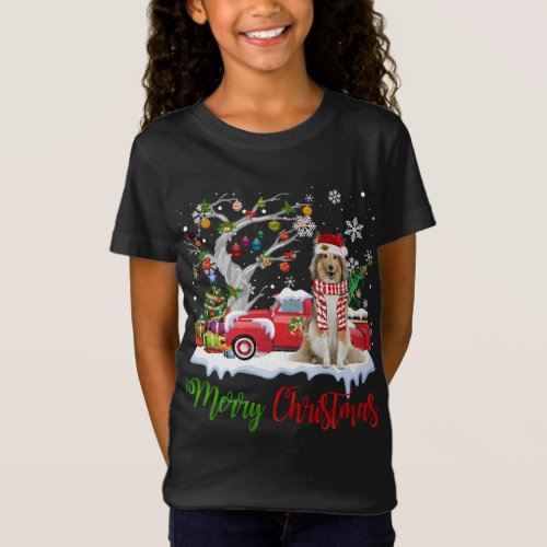 Red Truck Merry Christmas Tree Shetland Sheepdog P T_Shirt