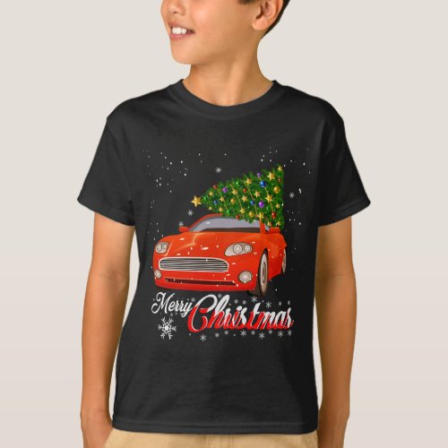 Red Truck Merry Christmas Tree Vintage Red Pickup  T_Shirt
