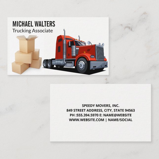 Red Truck | Movers | Boxes Business Card (Front/Back)