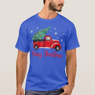 Red Truck Pick up Christmas Tree Light Merry Chris T-Shirt