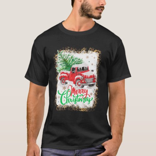 Red Truck Pick Up Christmas Tree Vintage Retro T_Shirt