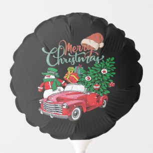 Red Truck Pickup Christmas Tree Merry Christmas Sn Balloon