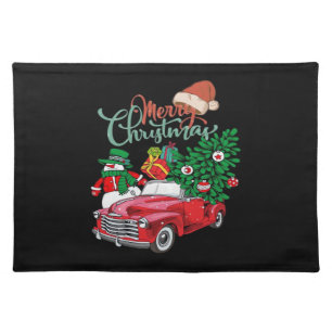 Red Truck Pickup Christmas Tree Merry Christmas Sn Cloth Placemat