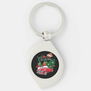 Red Truck Pickup Christmas Tree Merry Christmas Sn Keychain