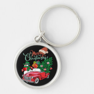 Red Truck Pickup Christmas Tree Merry Christmas Sn Keychain