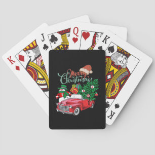 Red Truck Pickup Christmas Tree Merry Christmas Sn Poker Cards