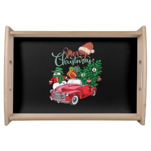 Red Truck Pickup Christmas Tree Merry Christmas Sn Serving Tray