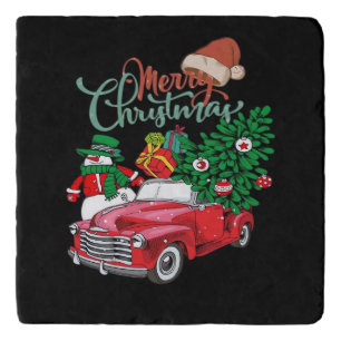 Red Truck Pickup Christmas Tree Merry Christmas Sn Trivet