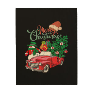 Red Truck Pickup Christmas Tree Merry Christmas Sn Wood Wall Art
