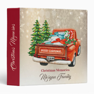Red Truck Pine Tree Christmas 3 Ring Binder