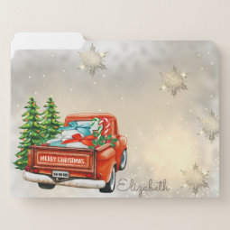 Red Truck Pine Tree Christmas File Folder | Zazzle