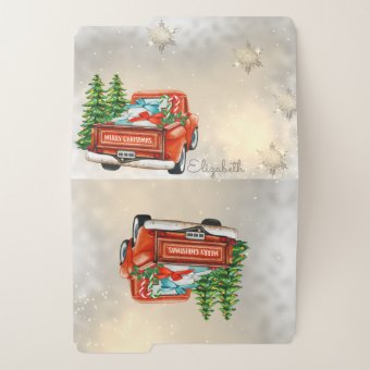 Red Truck Pine Tree Christmas File Folder | Zazzle