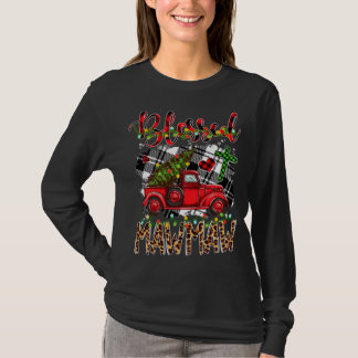 Red Truck Plaid Xmas Tree Blessed Mawmaw Family Ch T-Shirt