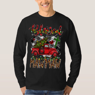 Red Truck Plaid Xmas Tree Blessed Mawmaw Family Ch T-Shirt