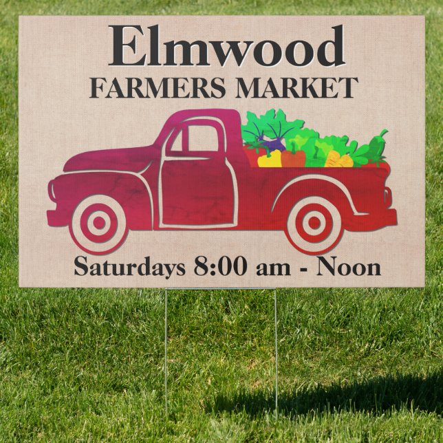 Red Truck | Produce Vegetable Farm Sign (Insitu)